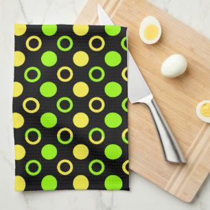 Lemon and Lime Rings and Polka Dots by STaylor Tea Towel
