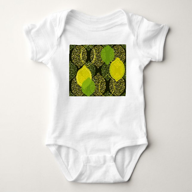 Lemon and lime seamless pattern. baby bodysuit (Front)