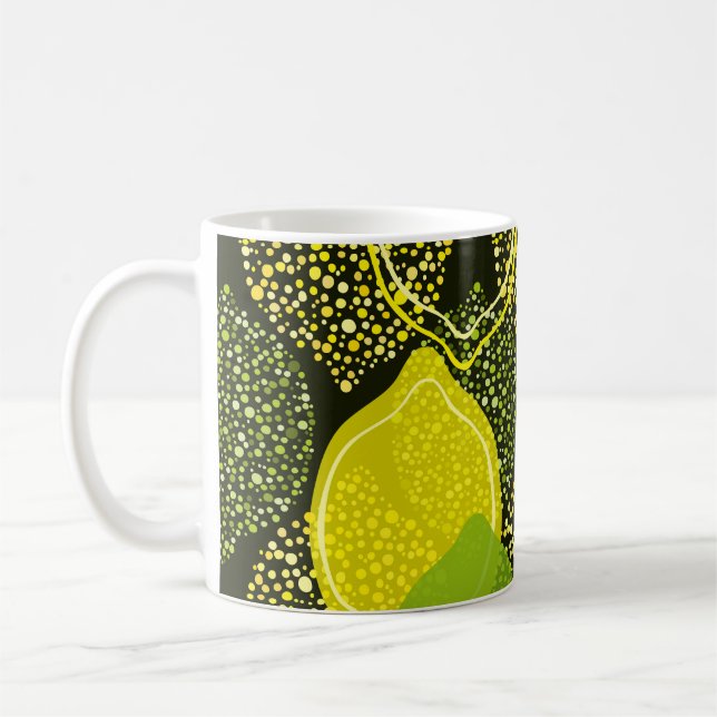 Lemon and lime seamless pattern. coffee mug (Left)