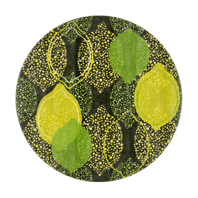 Lemon and lime seamless pattern. cutting board (Front)