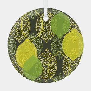 Lemon and lime seamless pattern. glass tree decoration