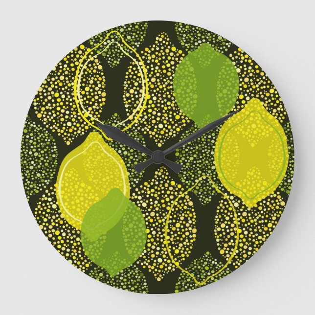 Lemon and lime seamless pattern. large clock (Front)