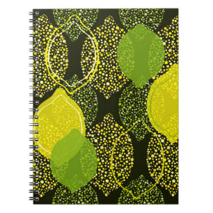 Lemon and lime seamless pattern. notebook