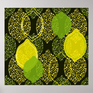 Lemon and lime seamless pattern. poster