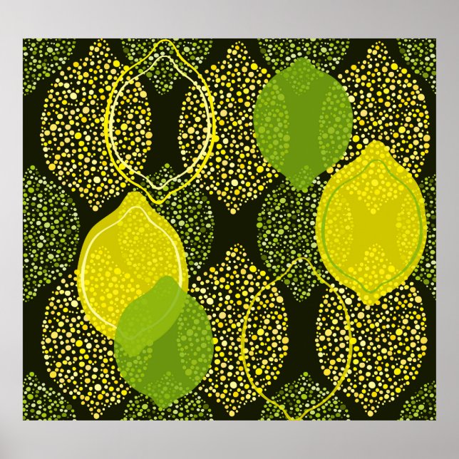 Lemon and lime seamless pattern. poster (Front)