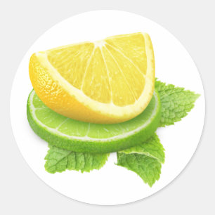 Lemon and lime slices classic round sticker