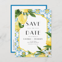 Lemon and Moroccan Tile QR Code Save the Date