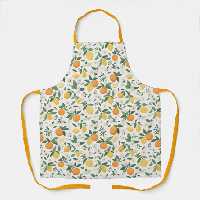 Lemon And Orange Citrus Pattern  Apron (Front)