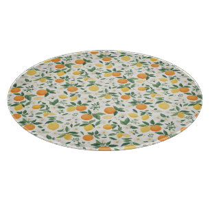 Lemon And Orange Citrus Pattern  Cutting Board