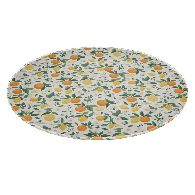 Lemon And Orange Citrus Pattern  Cutting Board (Corner)