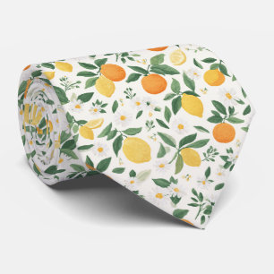 Lemon And Orange Citrus Pattern Tie