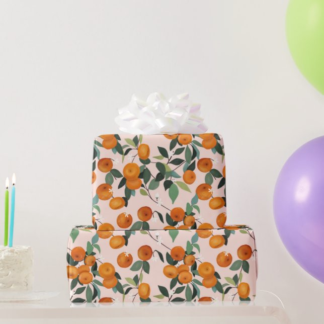 Lemon and Orange Citrus Pattern  Wrapping Paper (Party Gifts)