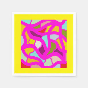 lemon and pink party colours mosaic napkin