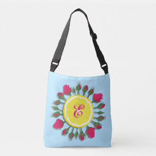 lemon and roses customised initial crossbody bag