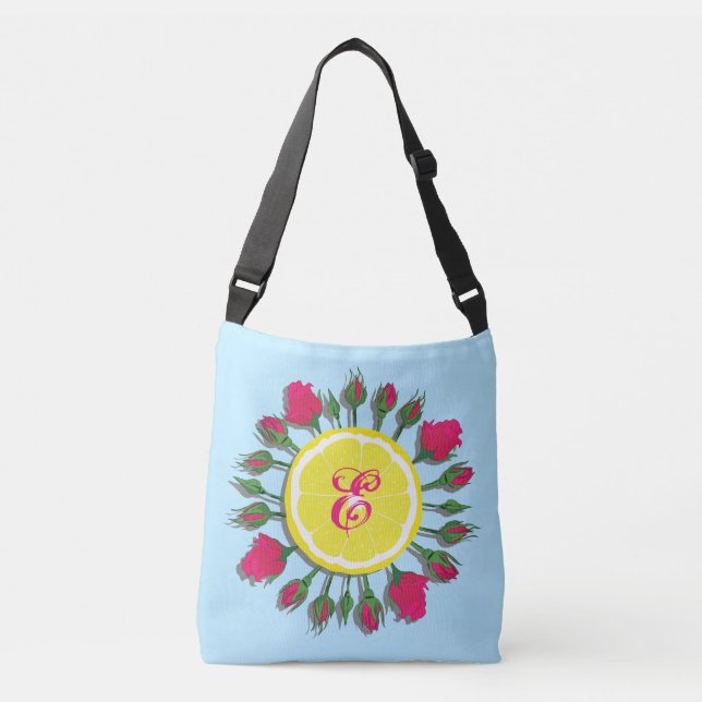 lemon and roses customised initial crossbody bag (Front)