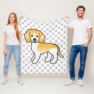 Lemon And White Beagle Cartoon Dog And Paws Fleece Blanket