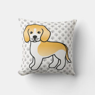 Lemon And white Beagle Cute Cartoon Dog & Paws Cushion