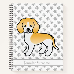Lemon And White Beagle Cute Cartoon Dog & Text Notebook