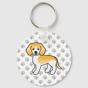 Lemon And White Beagle Cute Dog & Paws Key Ring
