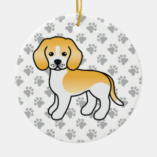 Lemon And White Beagle Dog Cartoon Illustration Ceramic Ornament
