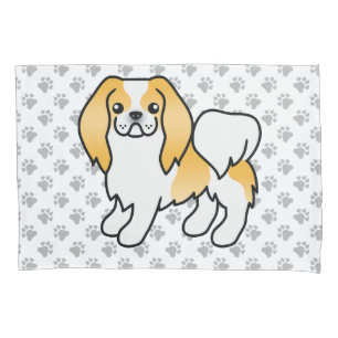 Lemon And White Japanese Chin Cartoon Dog & Paws Pillowcase