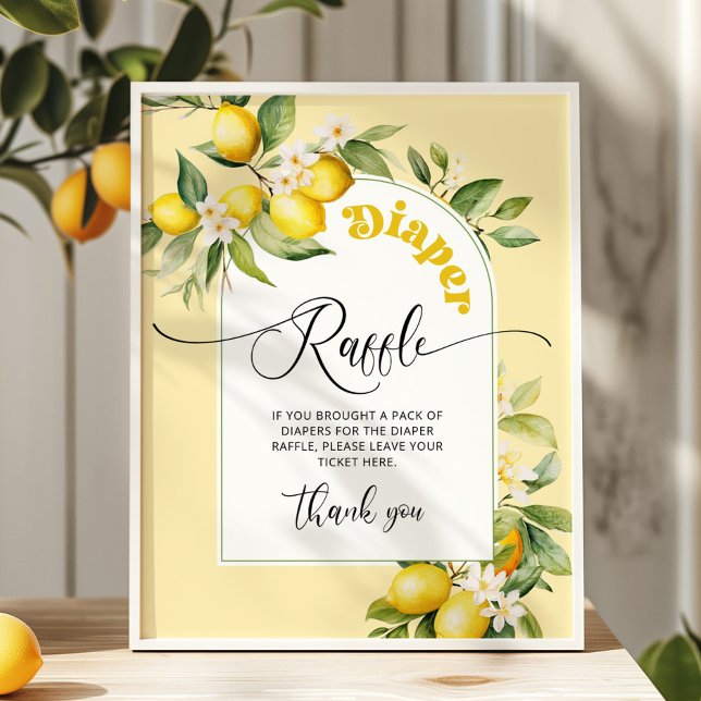 Lemon arch diaper raffle baby shower poster (Creator Uploaded)