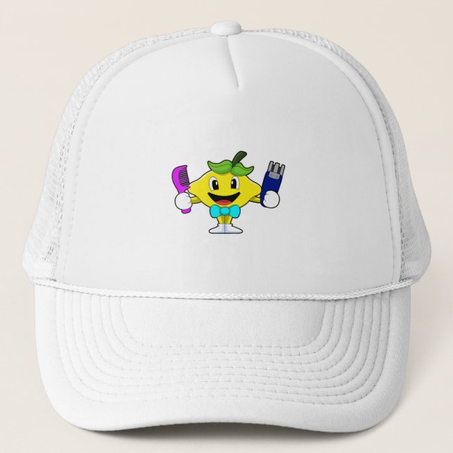 Lemon as Hairdresser with Comb & Razor Trucker Hat (Front)