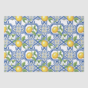 Lemon Azulejo Tiles Pattern Tissue Paper