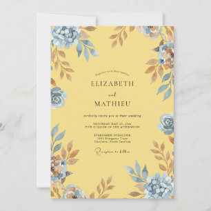 Lemon Azure Petal Wedding Invitation