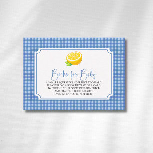 Lemon Baby Blue Chequered Plaid Books For Baby Enclosure Card