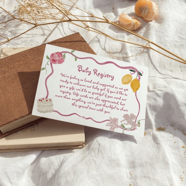 Lemon Baby Girl Gift Registry Details Enclosure Card (Lemon Baby Girl Gift Registry Enclosure Card)