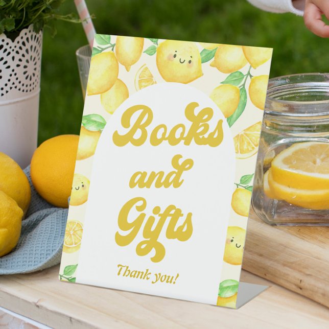Lemon Baby Shower Books and Gifts Pedestal Sign (Creator Uploaded)