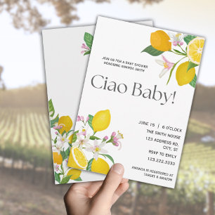 Lemon Baby Shower, Ciao Baby, Italian Theme Invitation