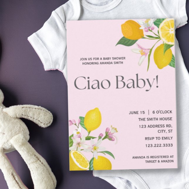 Lemon Baby Shower, Ciao Baby, Italian Theme  Invitation (Creator Uploaded)