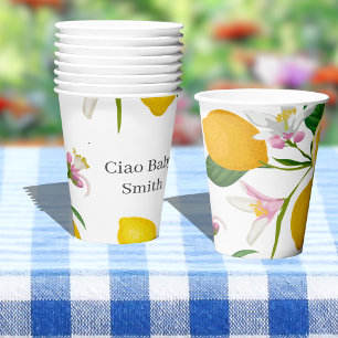 Lemon Baby Shower, Ciao Baby, Italian Theme Paper Cups