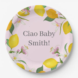 Lemon Baby Shower, Ciao Baby, Italian Theme Paper Plate