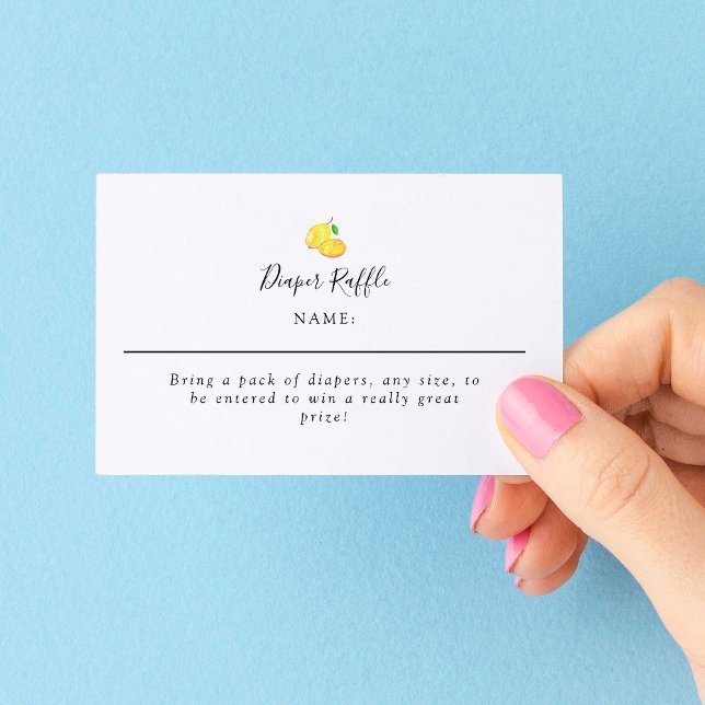 Lemon Baby Shower Elegant Minimalist Diaper Raffle Enclosure Card (Creator Uploaded)