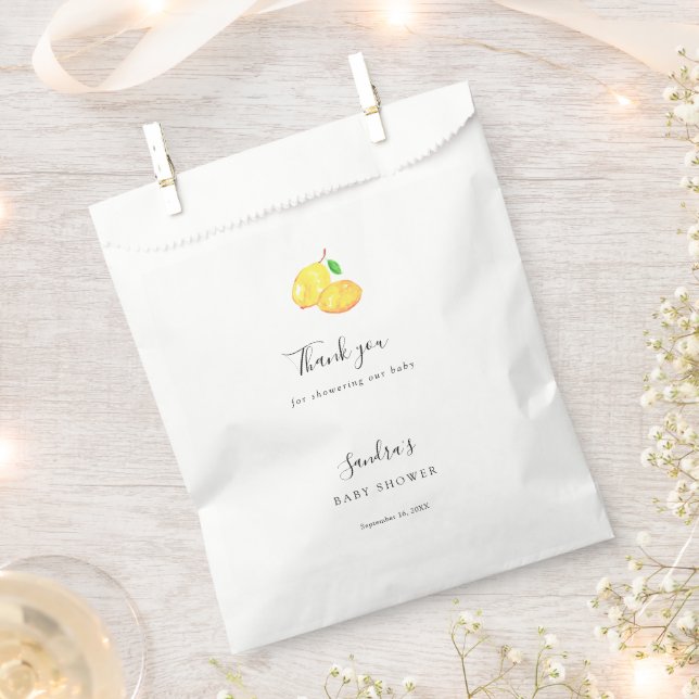 Lemon Baby Shower Elegant Thank you Script Chic  Favour Bag (Clipped)