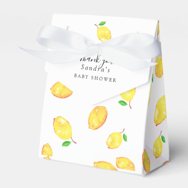 Lemon Baby Shower Elegant Thank you Script Frame F Favour Box (Front Side)