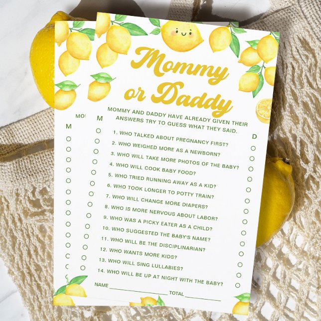 Lemon Baby Shower Guess Who Mummy or Daddy Game (Creator Uploaded)