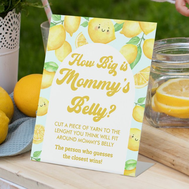 Lemon Baby Shower How Big is Her Mummy Game Pedestal Sign (Creator Uploaded)