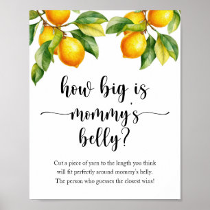 Lemon Baby Shower How Big is Mommy's Belly Game Poster