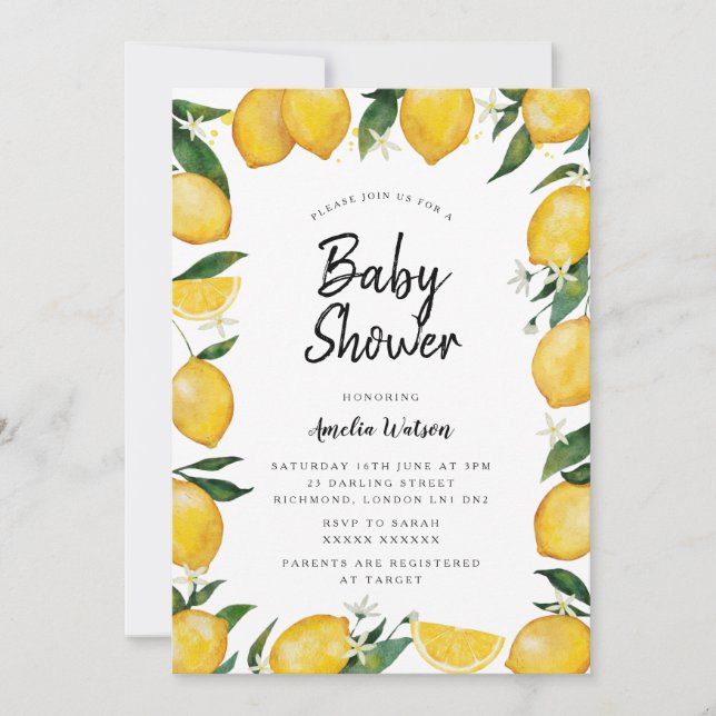 Lemon Baby Shower Invitation (Front)