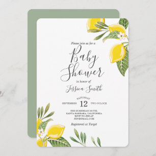 Lemon Baby Shower Invitation Boho Citrus Rustic