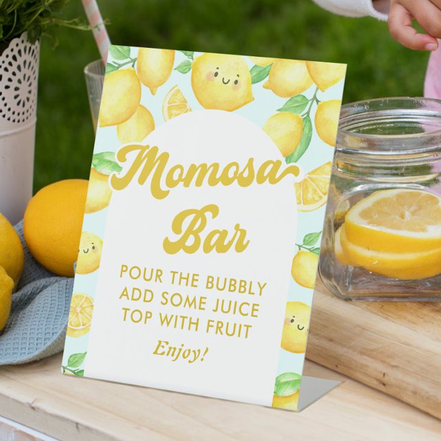 Lemon Baby Shower Momosa Bar Pedestal Sign (Creator Uploaded)