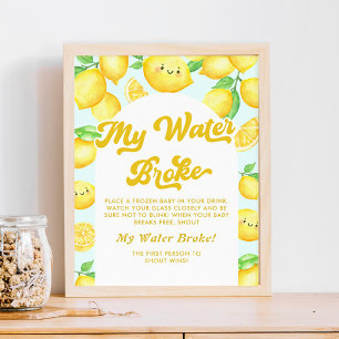 Lemon Baby Shower My Water Broke Game Poster