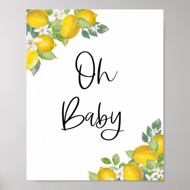 Lemon Baby Shower Oh Baby Sign (Front)