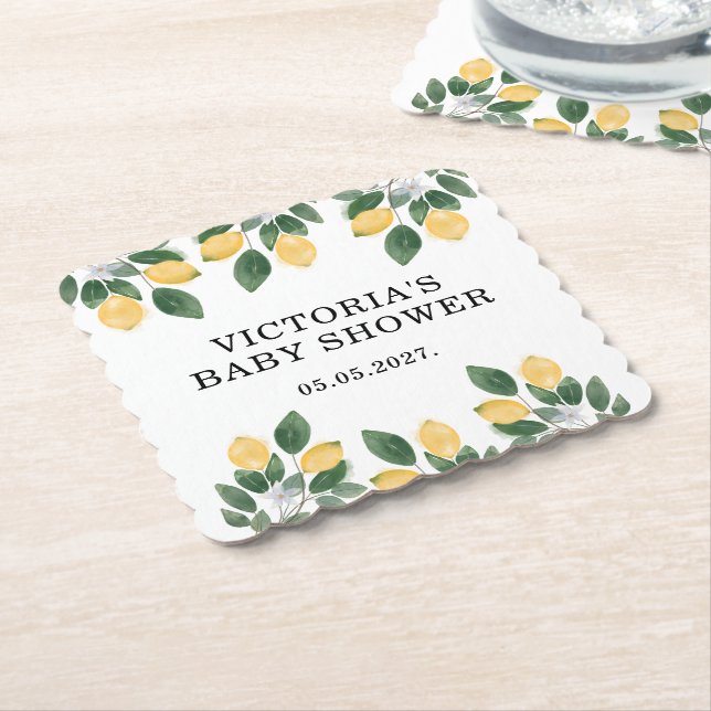 Lemon Baby Shower  Paper Coaster (Angled)