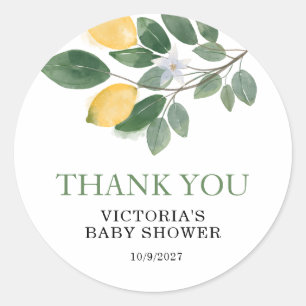 Lemon Baby Shower Thank you  Classic Round Sticker