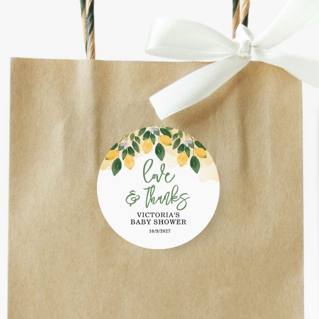 Lemon Baby Shower Thank you  Classic Round Sticker (Creator Uploaded)